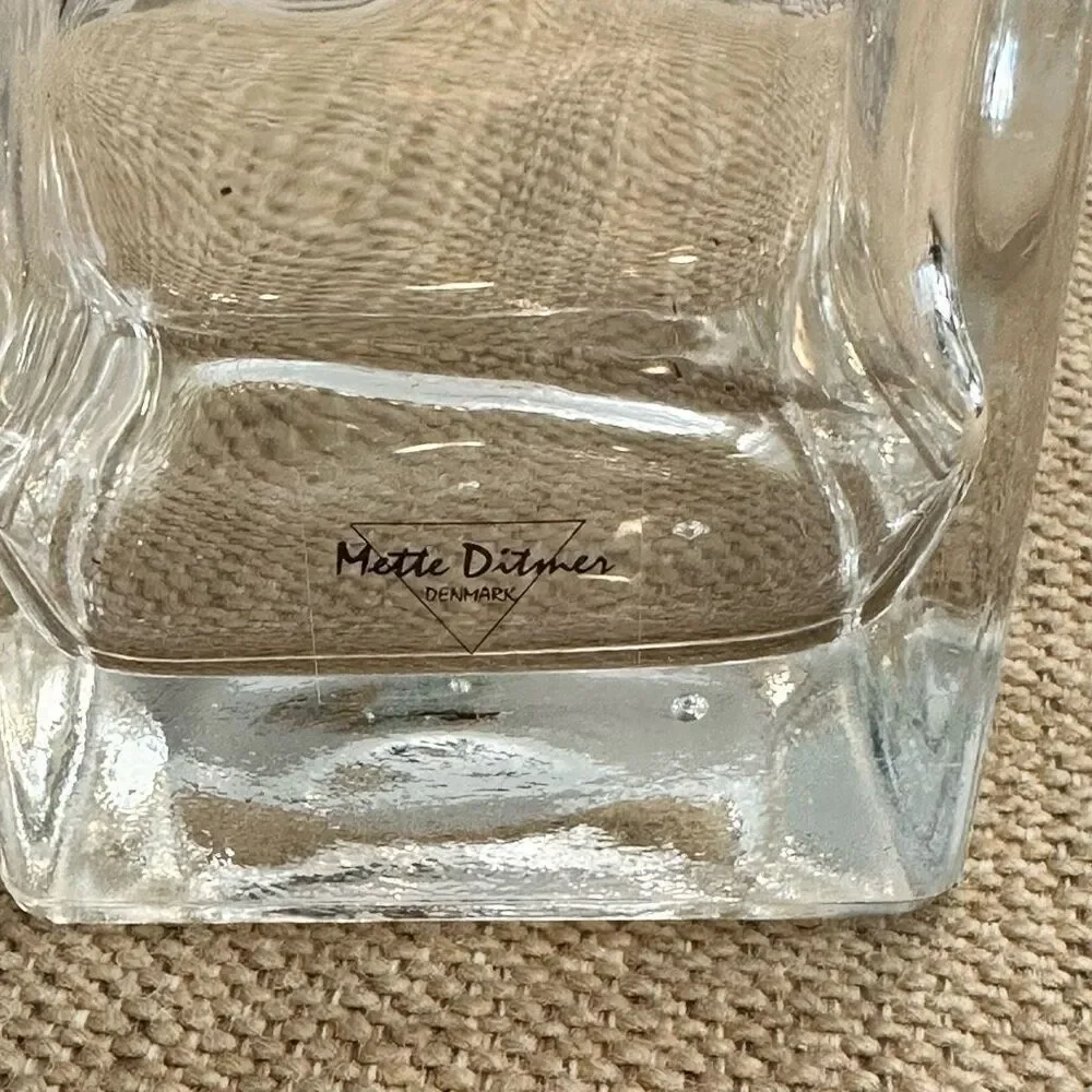 Mette Ditmer‎ Denmark Glass and Gold trim Decanter Carafe 10” With Cover Vintage